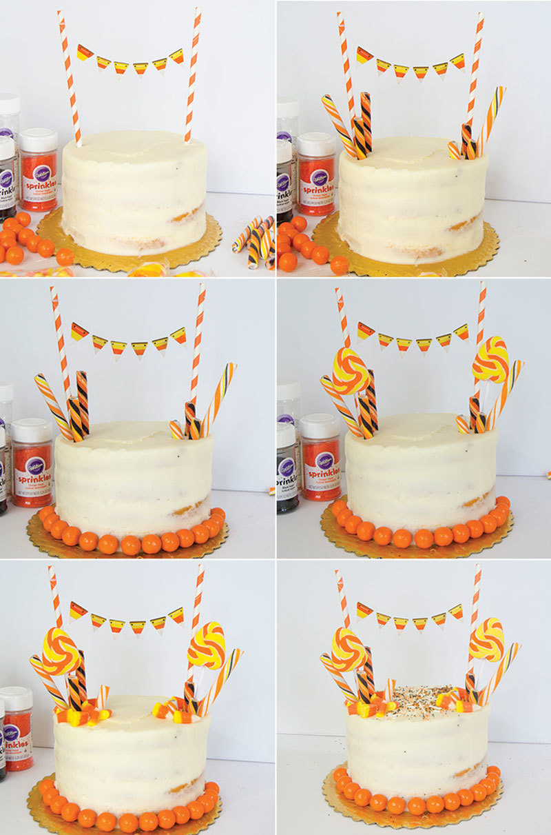 How To Decorate A Store Bought Cake and a Candy Corn Cake Example!