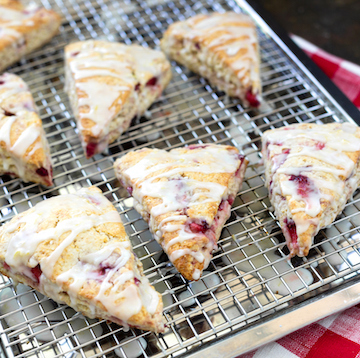 Cherry scones with drizzle